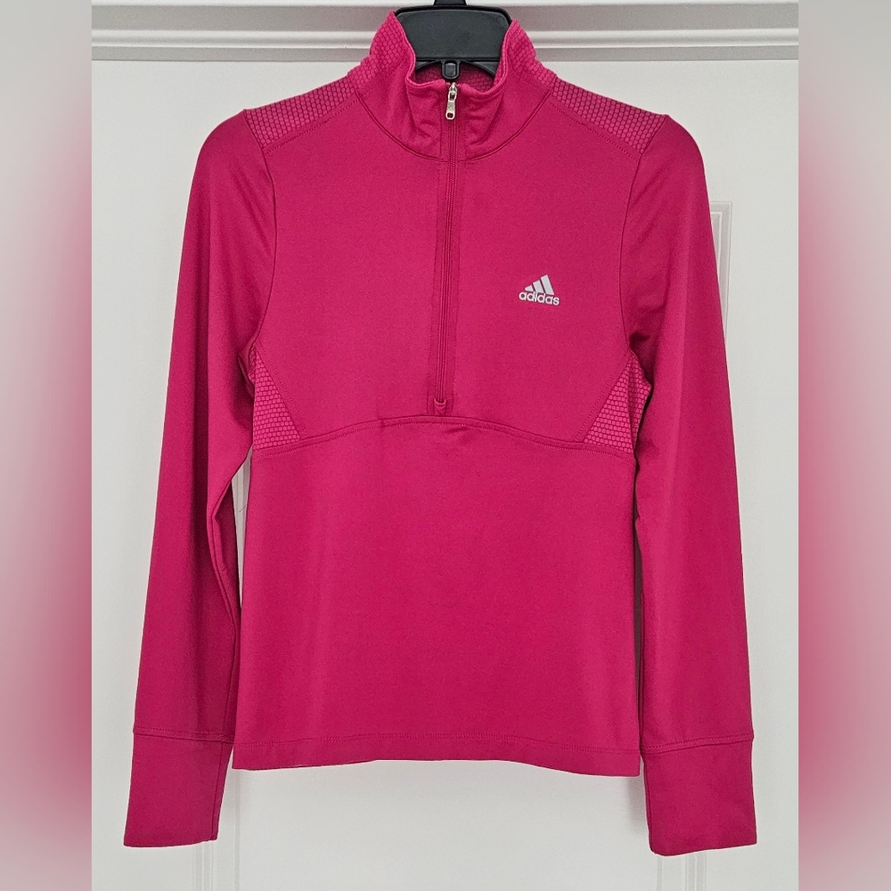 Adidas Pink Pullover Sweater Women's Small Polyester Quarter Zip Running size S